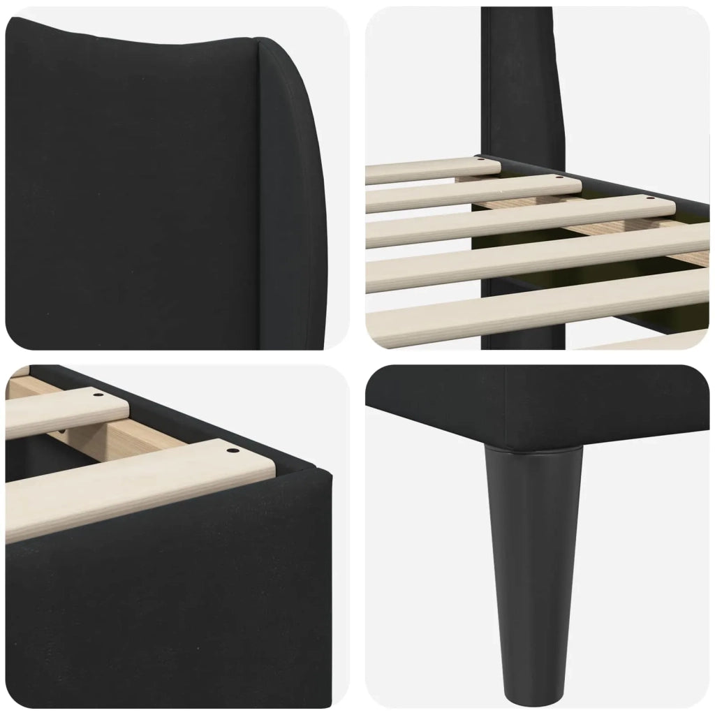 Struttura del letto con testiera-Giroletto Nero 100 x 200 cm Velluto 628742