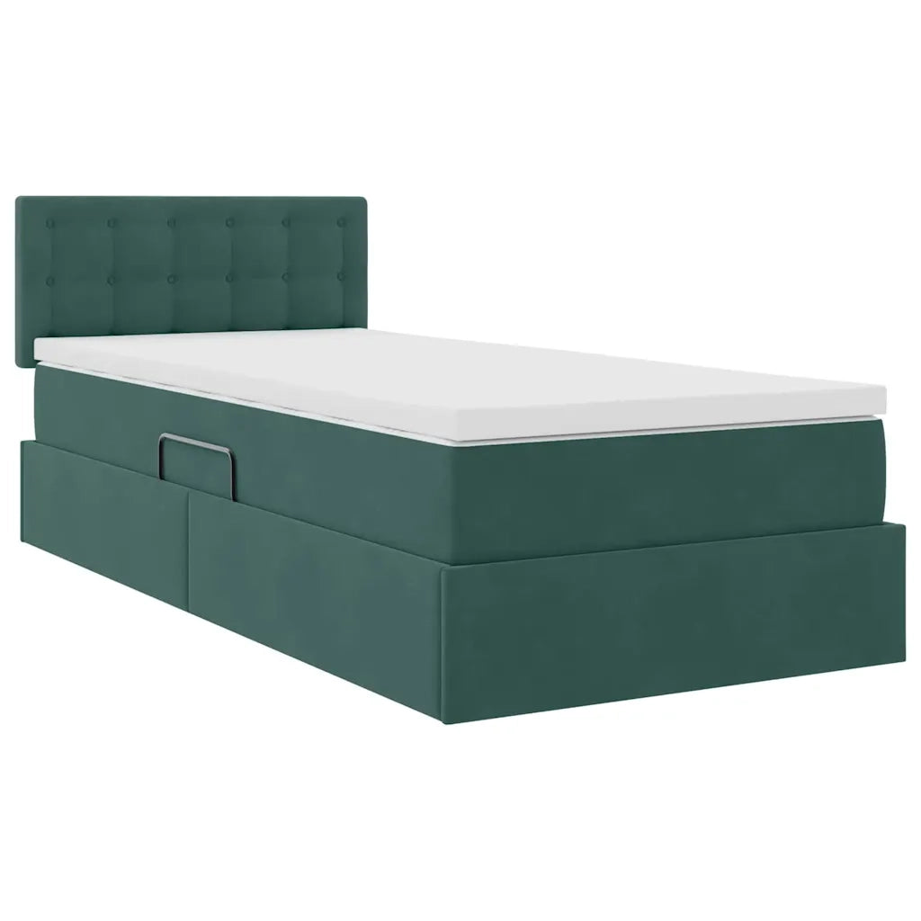 Letto con contenitore e LED Verde Scuro 90 x 200 cm Velluto 3371490