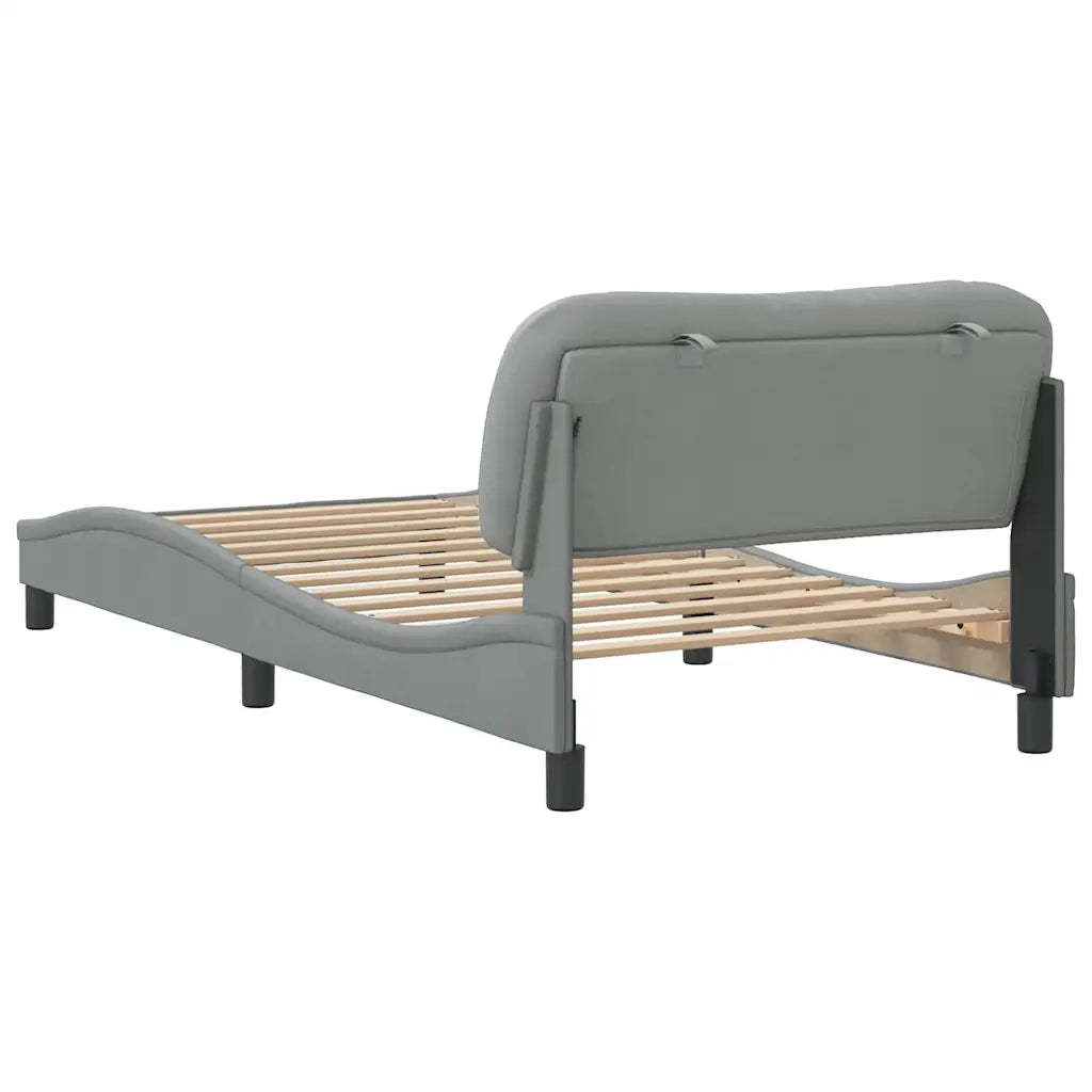Letto singolo | Letto per adulti | Giroletto senza Materasso Hvar Grigio Chiaro 100x200 cm Tessuto