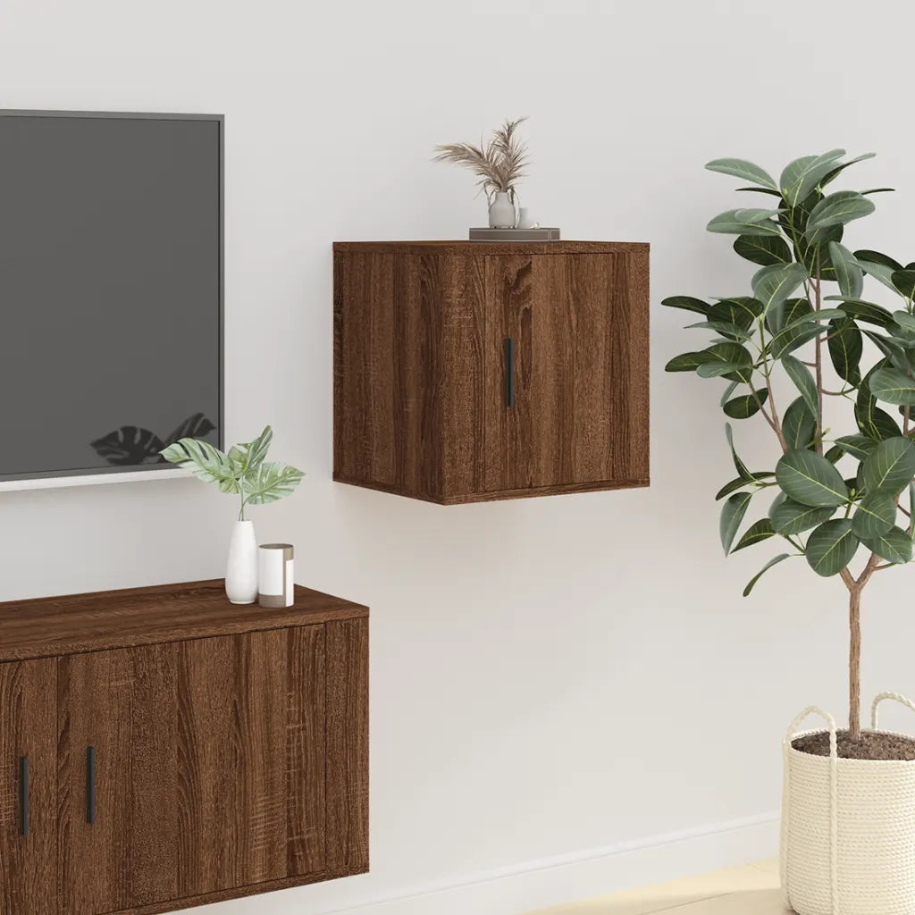 Mobili Porta TV a Parete 2 pz | Armadietto TV | Mobile Porta TV Rovere Marrone 40x34,5x40 cm