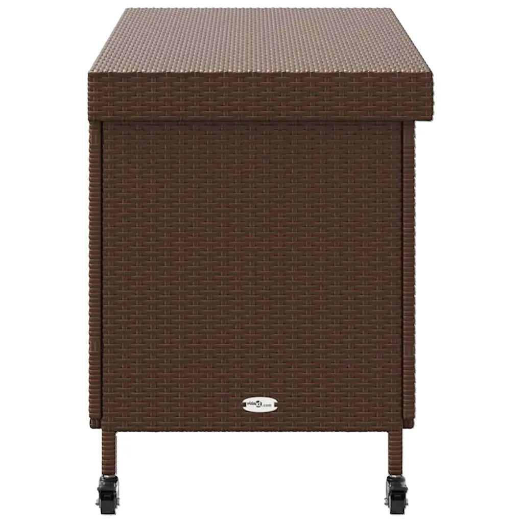 Contenitore da Giardino con Ruote Marrone Polyrattan 4103827