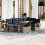 Set Divani da Giardino 8 pz con Cuscini Grigio in Polyrattan 3275001