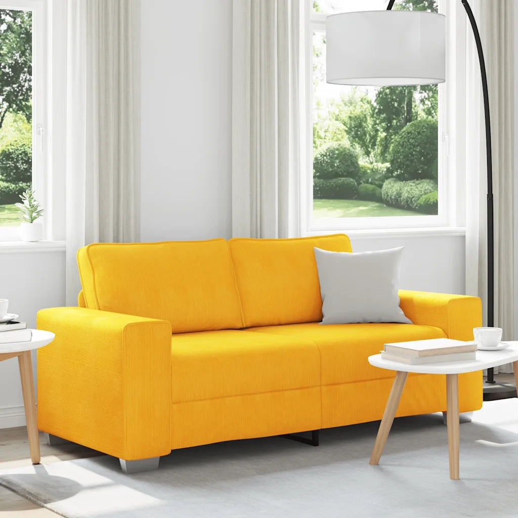 Divano Divanetto-Sofa Giallo Chiaro 140cm Tessuto di Velluto a Coste