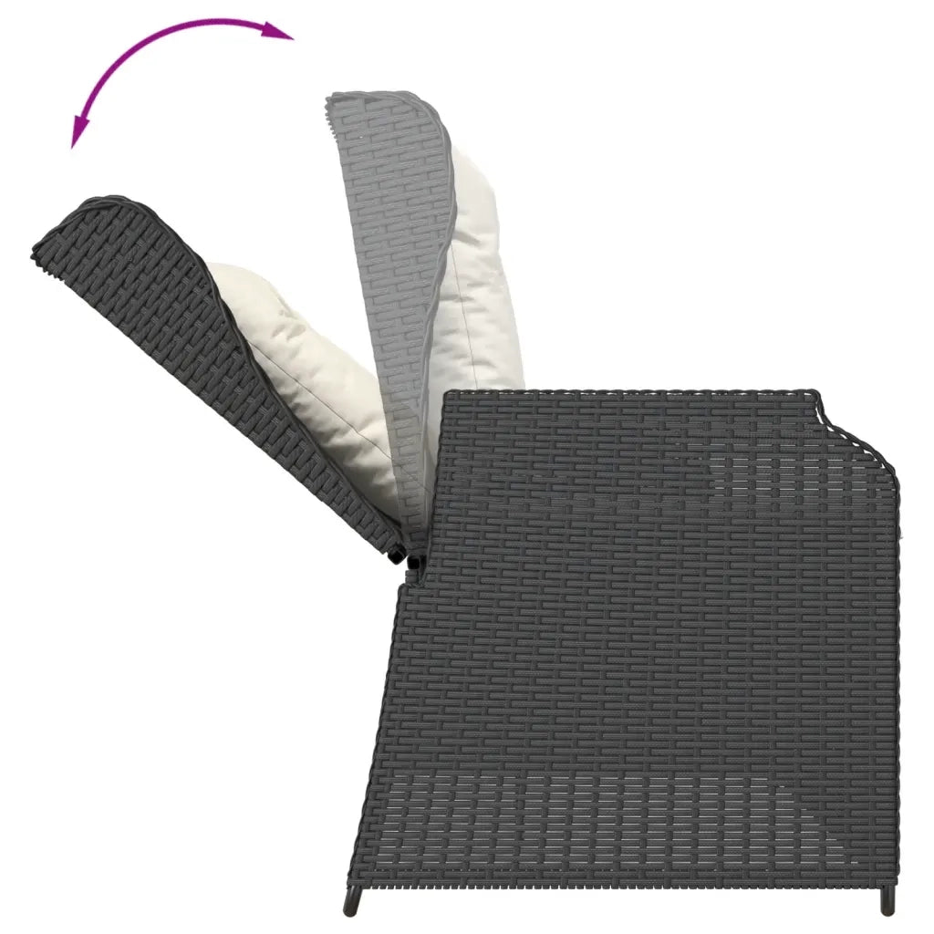 Set Divani da Giardino 3 pz con Cuscini Nero in Polyrattan 3262443