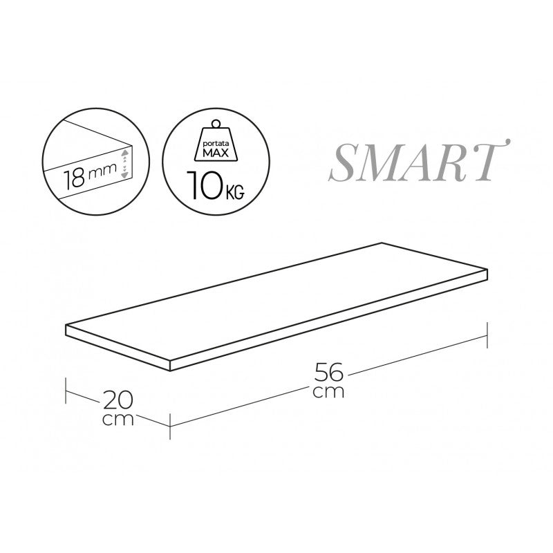 Mensola da Muro, Scaffale Legno, Mensola da Parete, Ciliegio, 56x20x1,8 cm - Smart