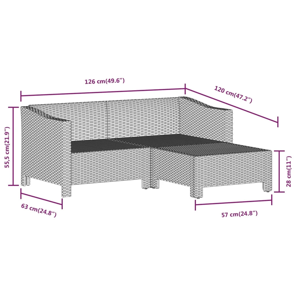 Set Divani da Giardino 6 pz con Cuscini in Polyrattan Grigio 3187295