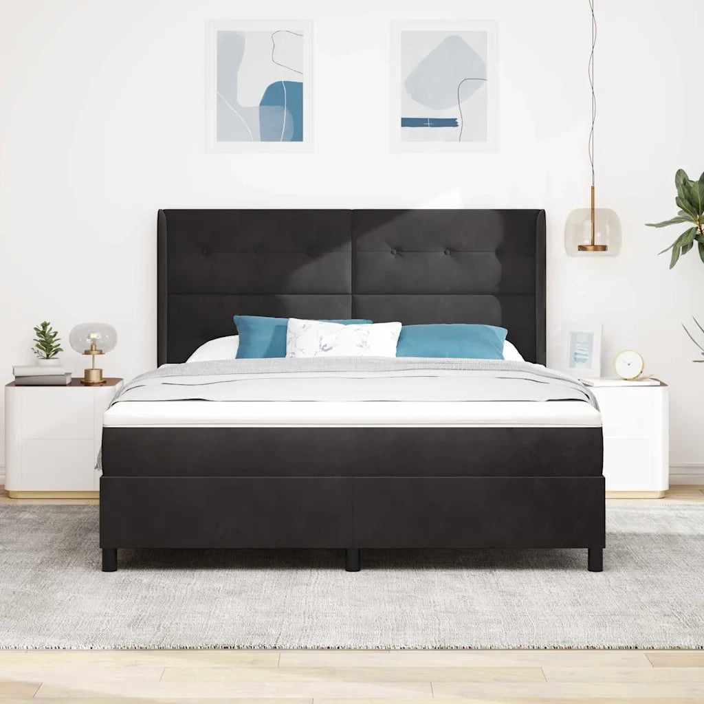 Letto a molle con strisce LED Nero 180 x 200 cm Velluto 3343882