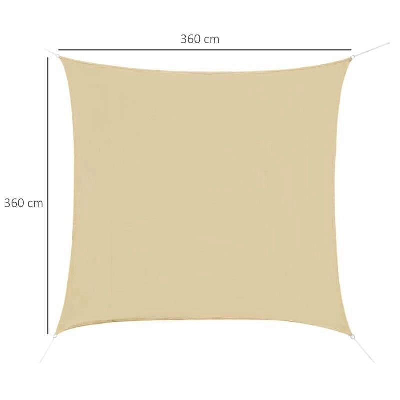 TENDA DA SOLE A VELA QUADRATA IN HDPE 360 X 360 CM IN COLORE SABBIA