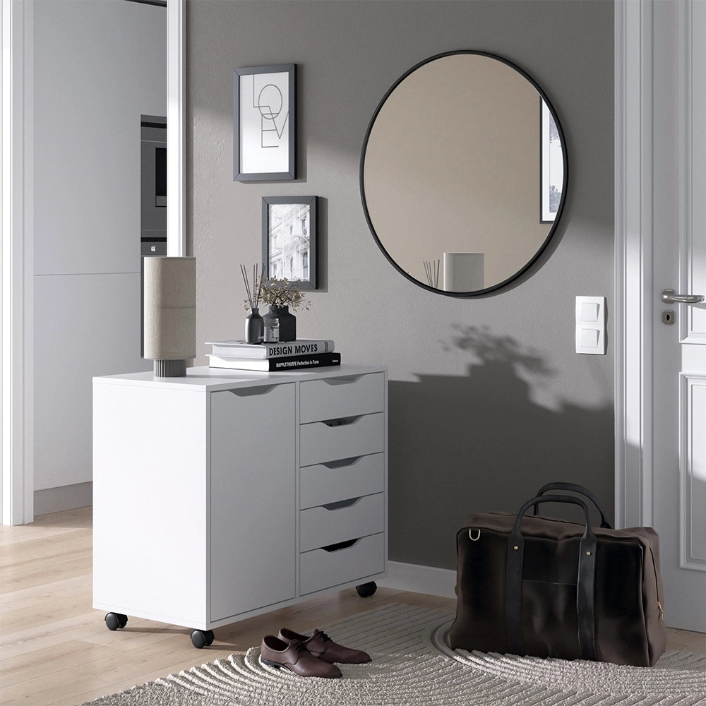Vicco Credenza Bianco 40.6 x 61.5 cm con 5 cassetti e 1 anta