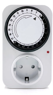 Timer meccanico per interni, bianco, intervalli regolabili da 15 minuti, 24 ore, interruttore timer meccanico, presa universale, timer