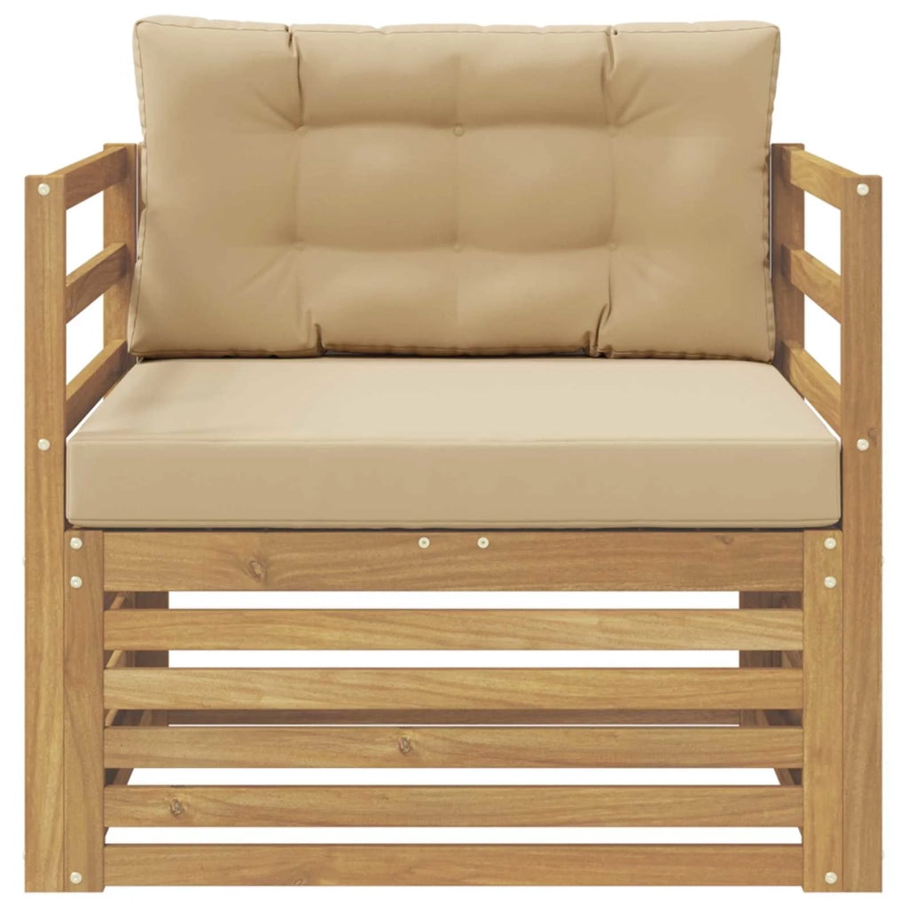 Divano da esterno-Divano da Giardino Bianco e Beige 372977
