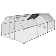 Recinto Gabbia per Galline in Metallo Galvanizzato Impermeabile, Pollaio con Porta e Copertura Oxford, 280x570x195cm