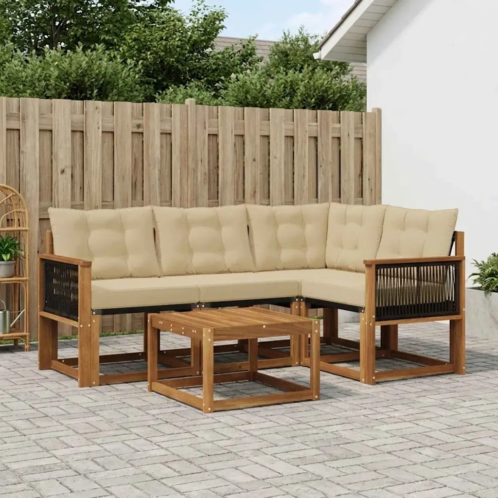 Set di divani da esterno con cuscino 5 pcs Naturale e Beige 3381937