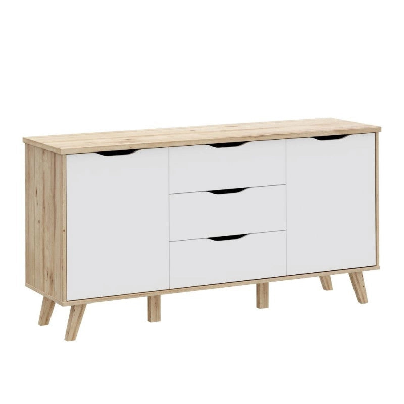 Madia Axis 2 ante e 3 cassetti struttura rovere e frontali bianchi