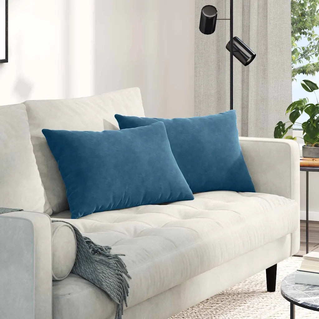 Cuscini da Divano 2 pz-Set di 2 Cuscini per Sofa Blu 60 x 40 cm Tessuto in Cords 854686