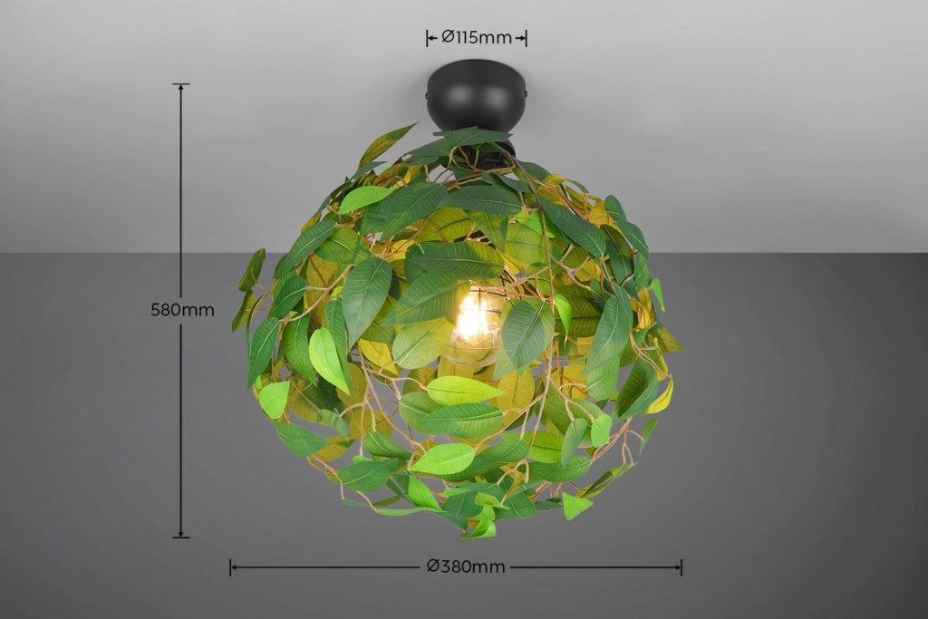 Plafoniera moderna LEAVY verde foglie Ø38cm E27 1 luce RL