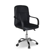 Poltrona da ufficio PC116P in ecopelle nera e base cromata con ruote