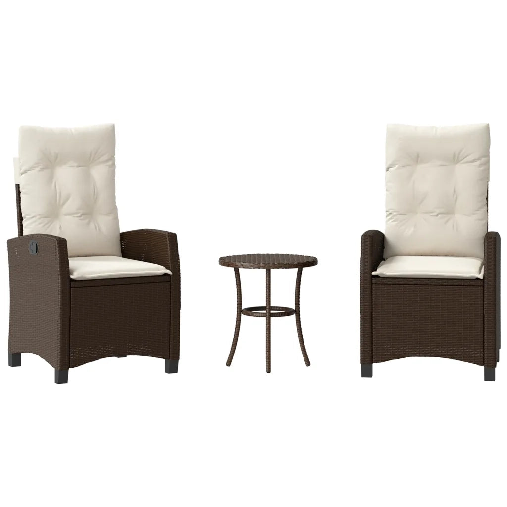 Set Bistrò 3 pz con Cuscini Marrone in Polyrattan 365226
