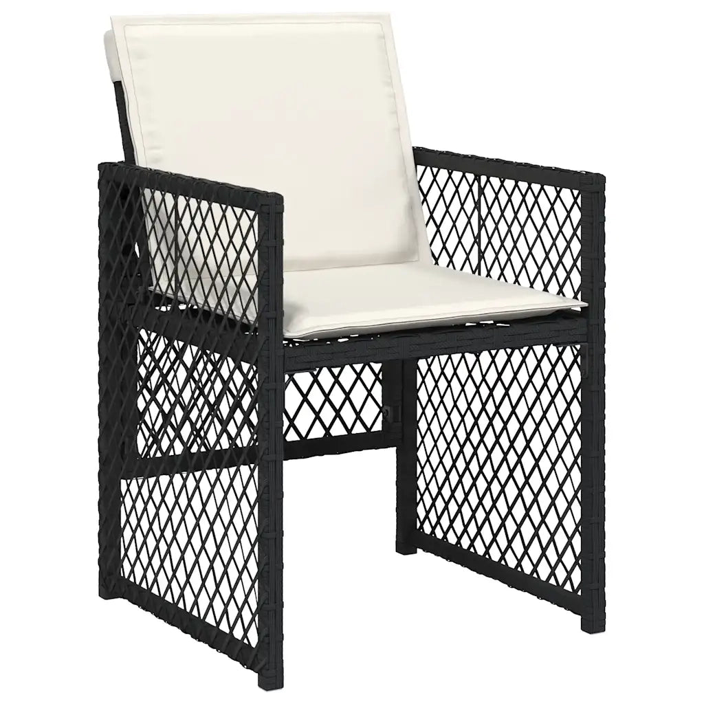 Set da Pranzo da Giardino 17 pz con Cuscini Nero in Polyrattan 3210882