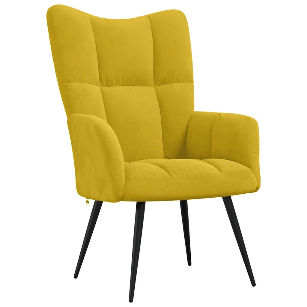 Poltrona Relax | Sedia Relax con Sgabello in Velluto Giallo Senape