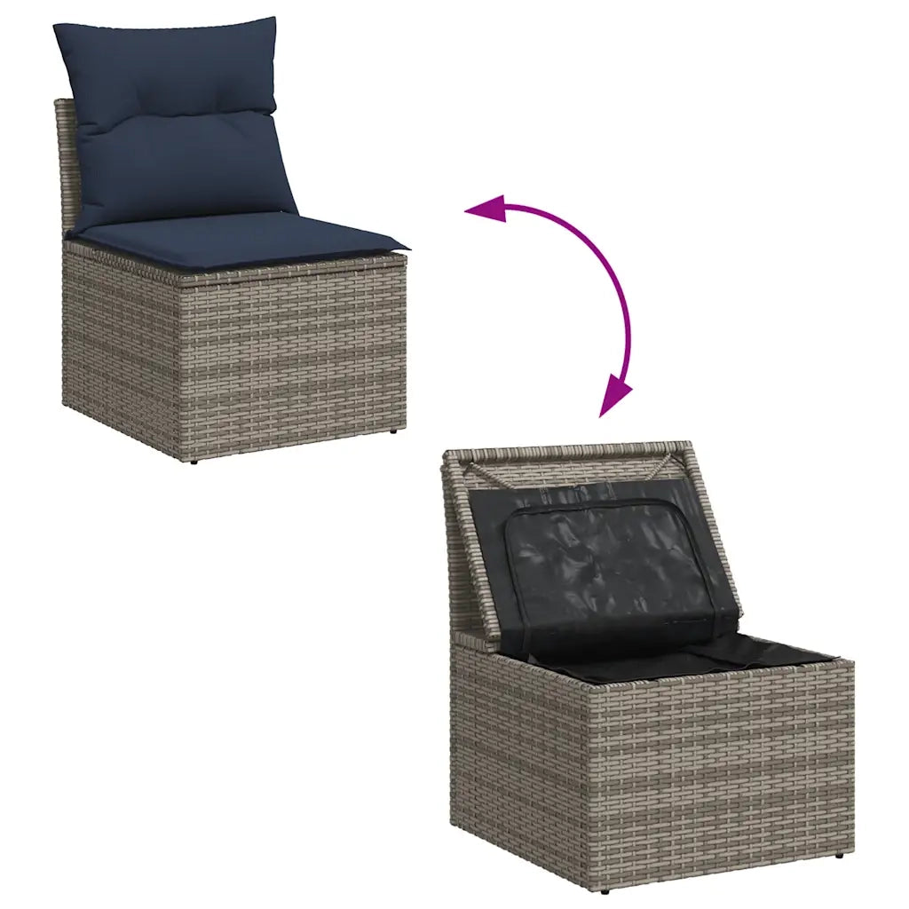 Set Divani da Giardino 4 pz con Cuscini in Polyrattan Grigio 3326009