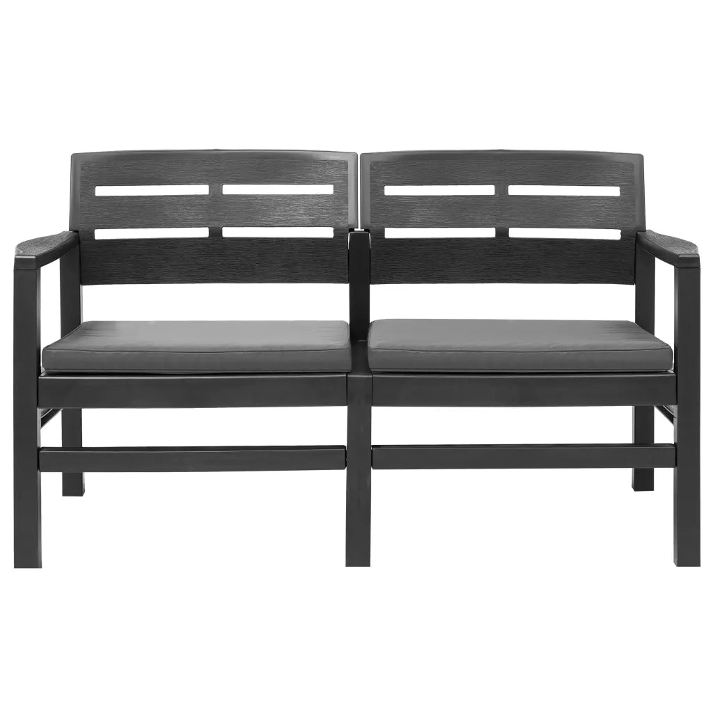 Panchina Giardino 2 Posti con Cuscini 133 cm Plastica Antracite 45623