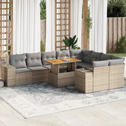 Divano da Giardino 10 pz con Cuscini Beige in Polyrattan Acacia 3327419