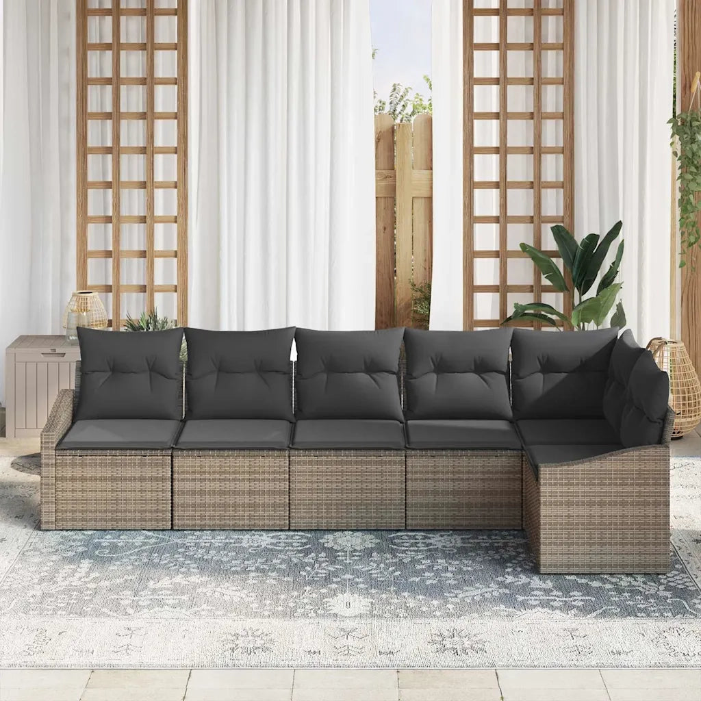 Set Divano da Giardino con cuscino 6 pcs Grigio polyrattan 3355408