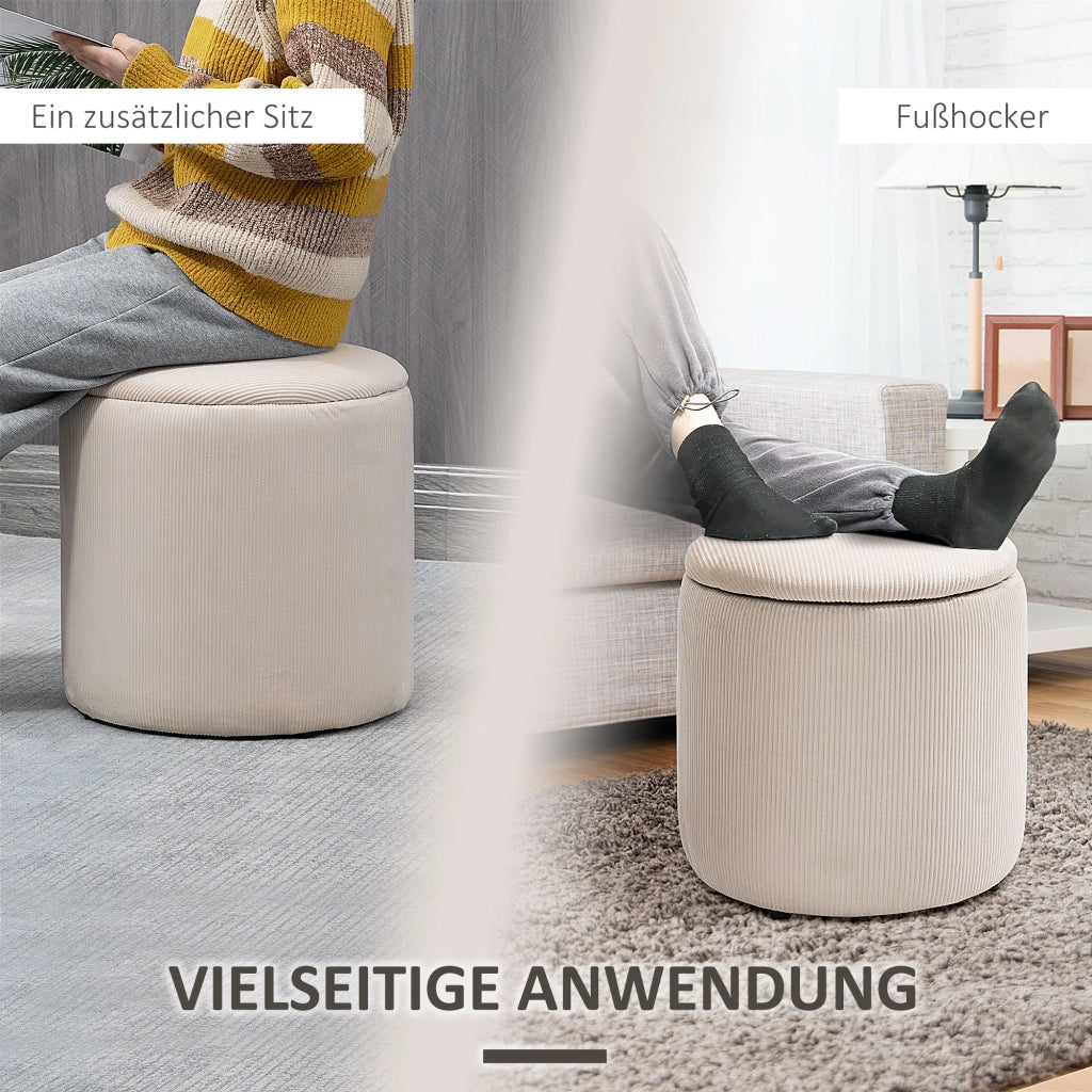 Pouf con Contenitore Set 2 Pezzi ¨C Xylo ¨C Velluto Crema 40x40x41cm