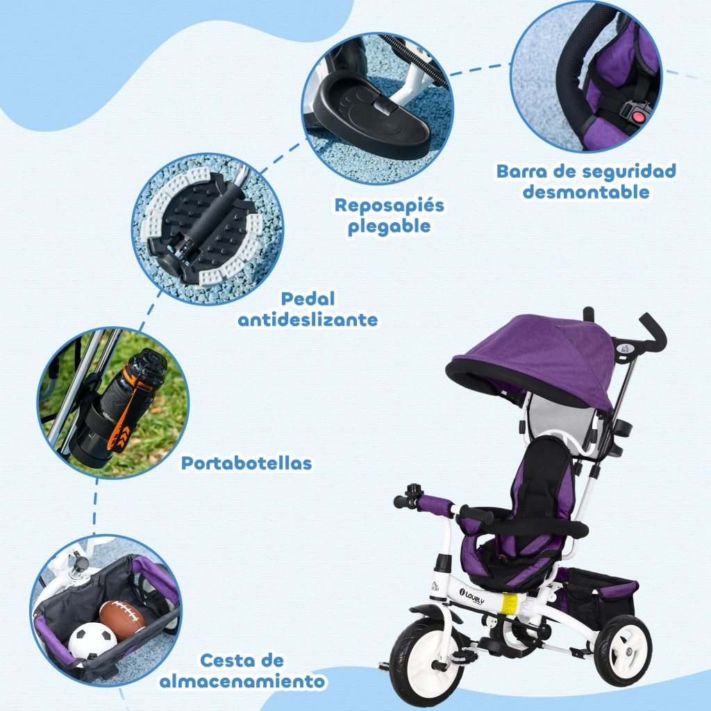 Triciclo per Bambini con Cinturino di Sicurezza ¨C Minimal ¨C Viola