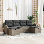 Set di divani con cuscino 6 pcs Grigio polyrattan