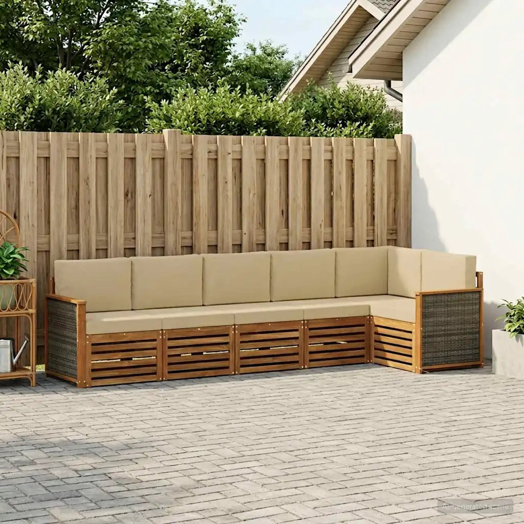 Set divano sezionale con cuscino 5 pcs Naturale 3384409