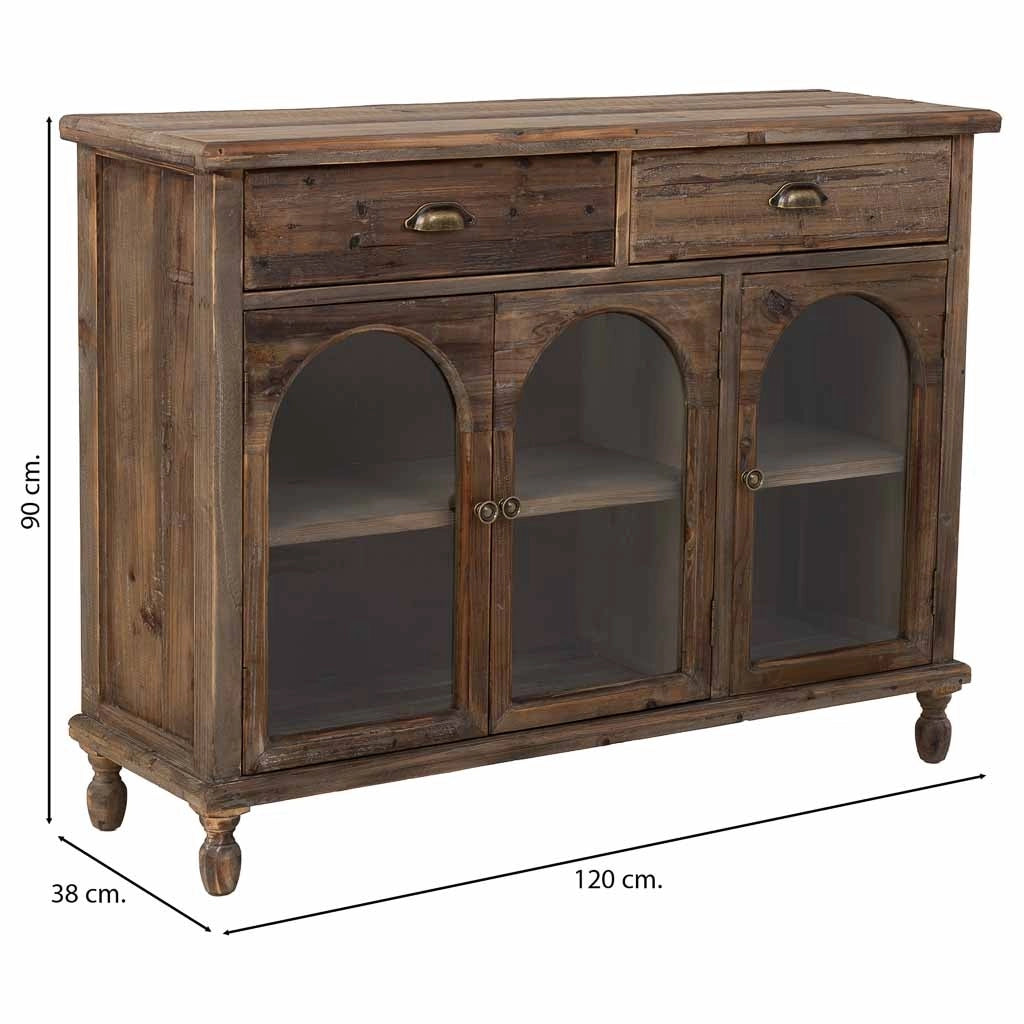 Credenza in legno con 2 cassetti e 3 ante 120x38x90