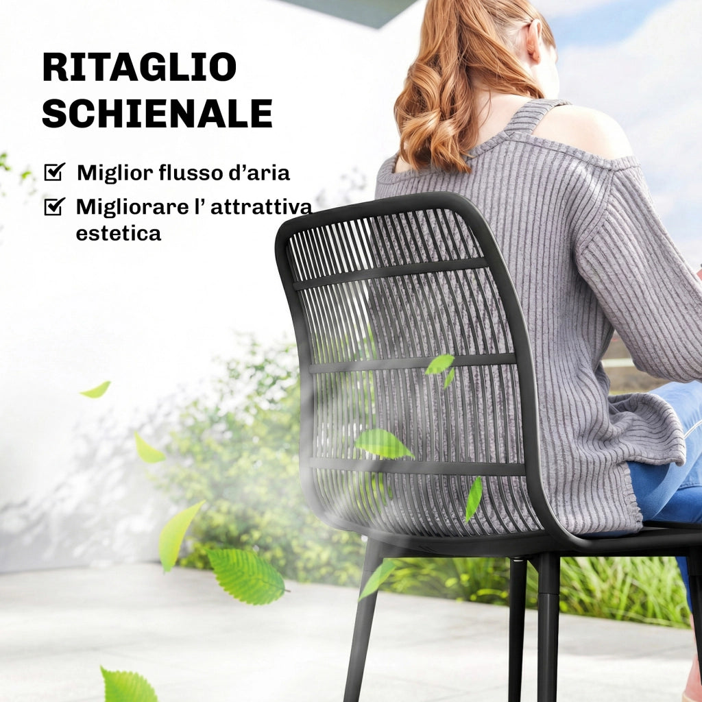 Set 4 Sedie da Giardino Esterno con Schienale ¨C Xylo ¨C Nero