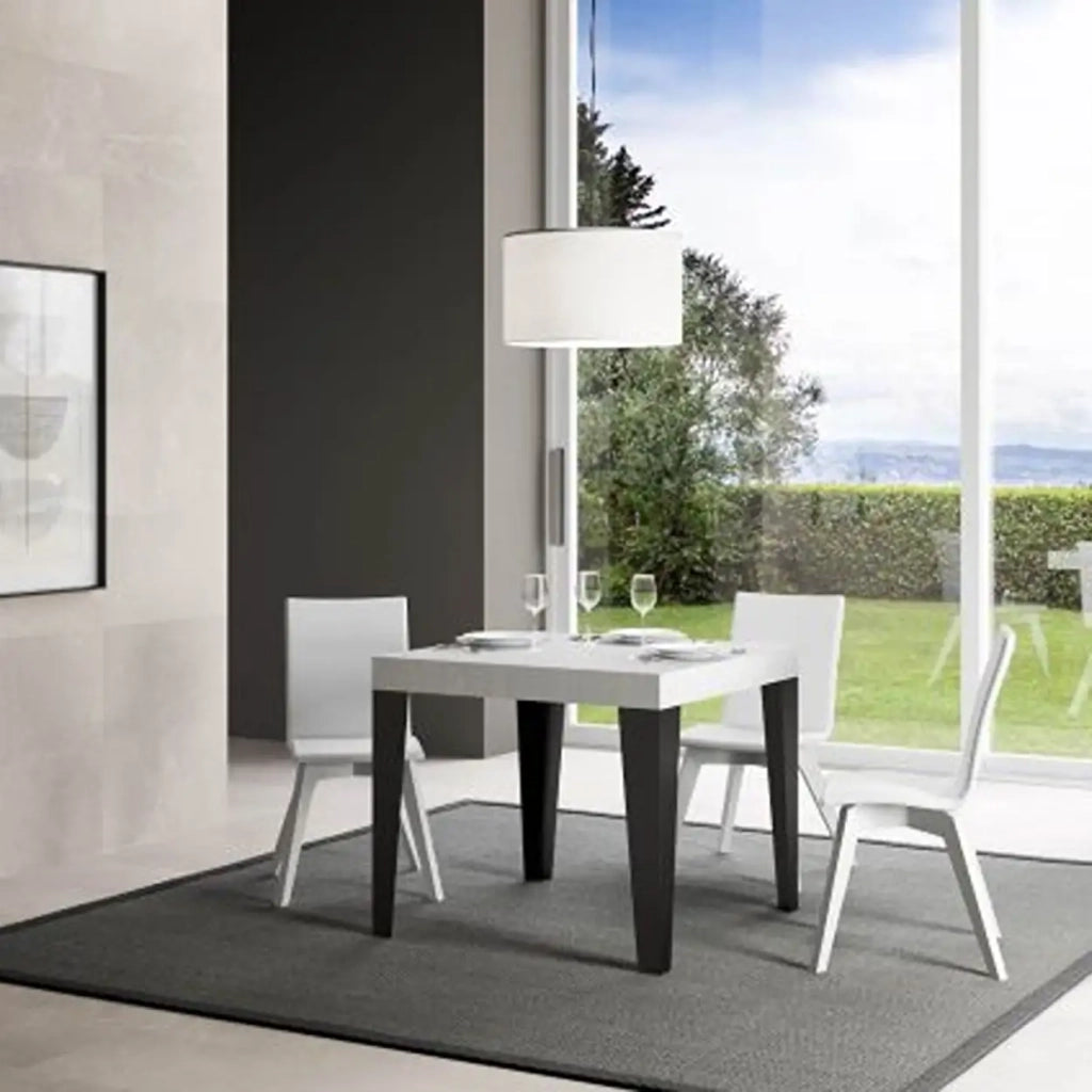 Tavolo allungabile 200/460x90 cm Flame colore bianco frassino gambe antracite
