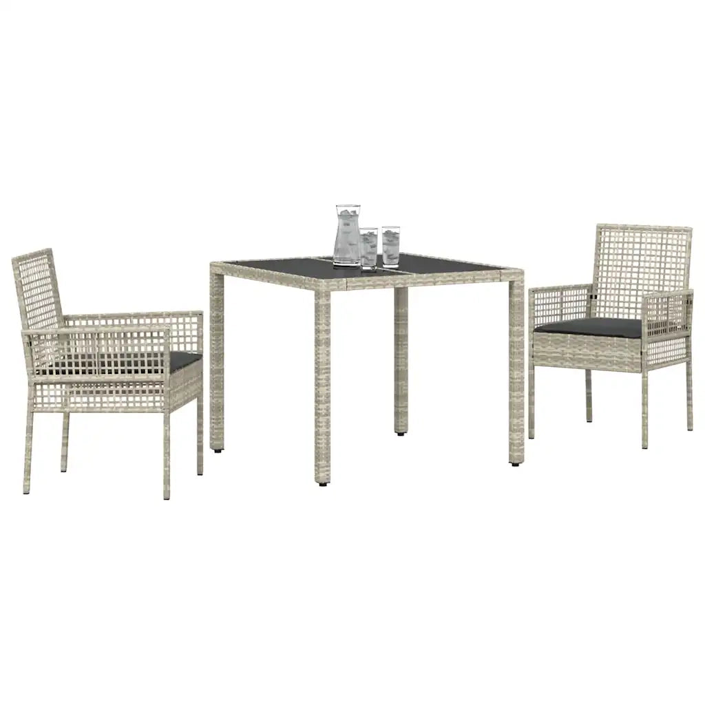 Set da Pranzo per Giardino 3 pcs Grigio chiaro polyrattan 3334895