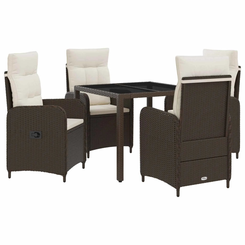 Set da pranzo per esterni 5 pz Marrone e Bianco Crema 3422311