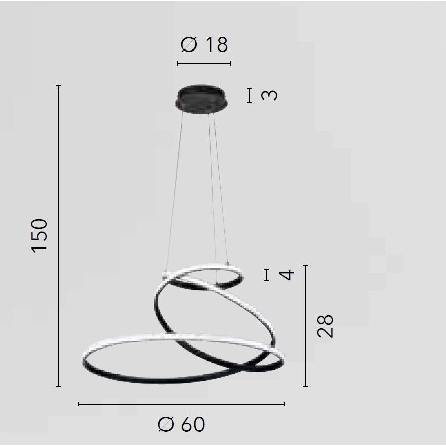 LAMPADARIO LED COASTER 60W CCT D.60XH150CM BIANC.