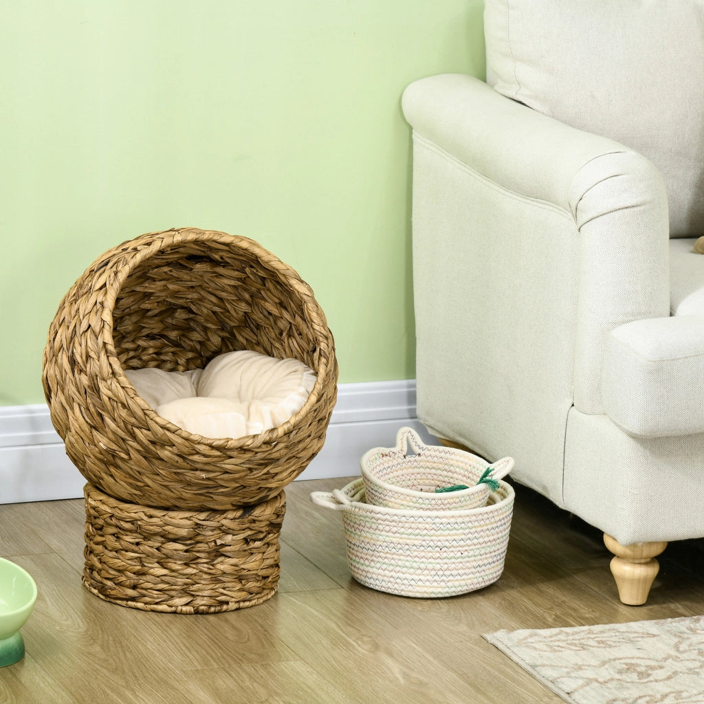 Letto a Soppalco per Gatti ¨C Minimal ¨C 40x37x51 cm Beige con Cuscino