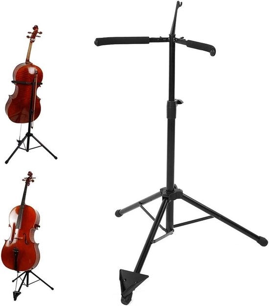 Supporto Opportuno per Cello con Struttura a 3 Gambe | Regolabile e Antiscivolo | Altezza Regolabile 74 ~ 120 cm | Adatto per Strumenti Musicali