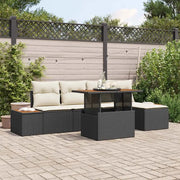 Set da Pranzo per Giardino con cuscino 6 pcs Nero e Beige