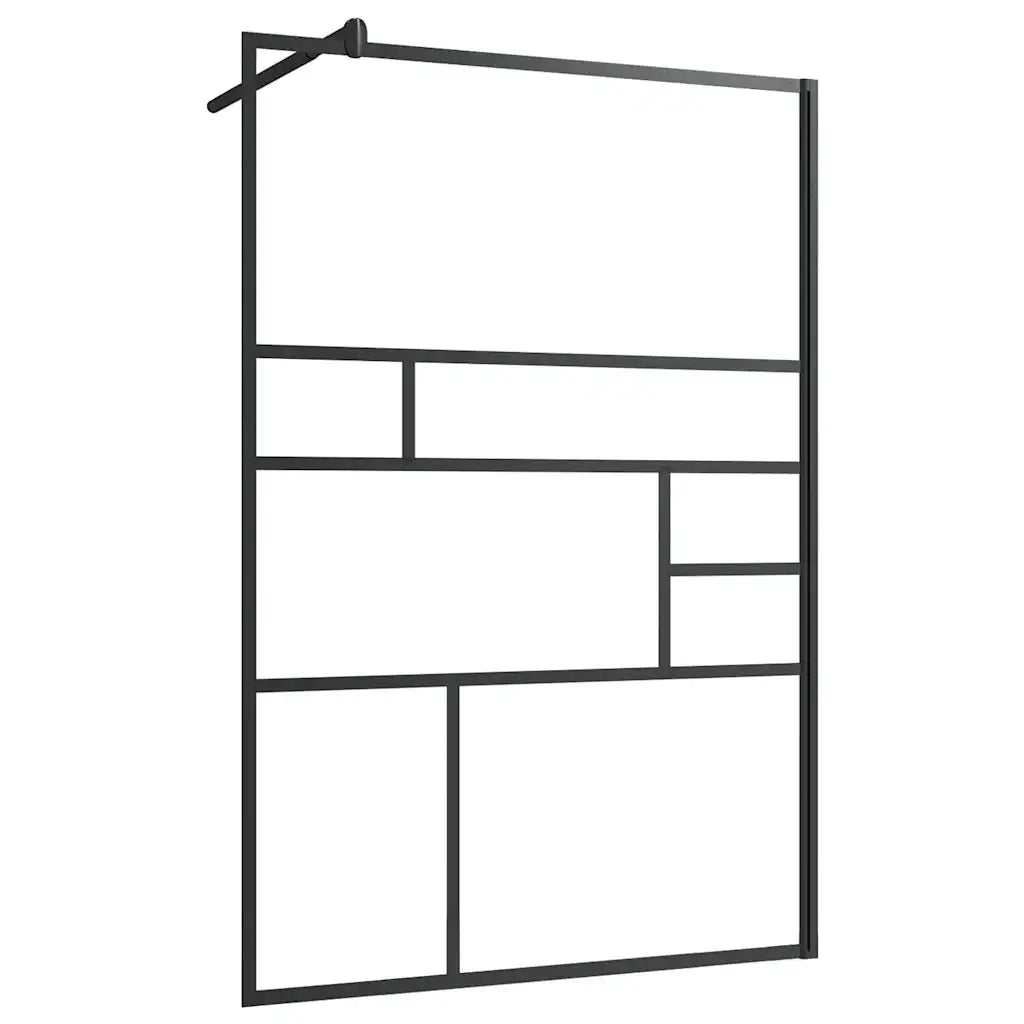 Parete Doccia Walk-in in Vetro Trasparente ESG Nera 115x195 cm CFW5304424