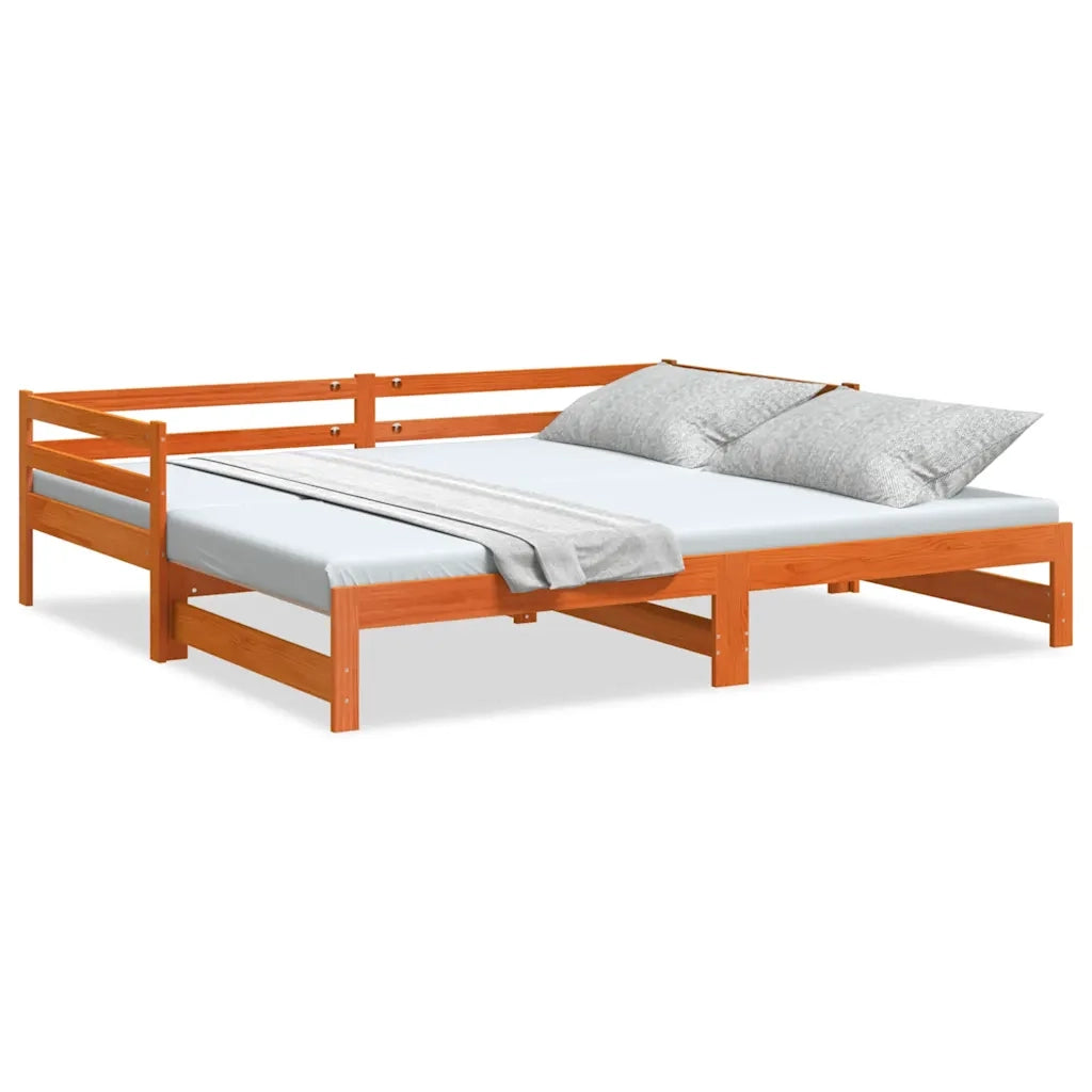 Divano con Letto Estraibile-Sofa Letto-Daybed Marrone Cera 80x200cm Massello Pino 867794