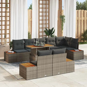 Set da Pranzo per Giardino con cuscino 9 pcs Grigio e Marrone