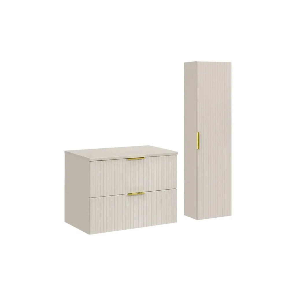 Set da bagno NOXERA 80 cm – Marrone congo – piano per lavabo + colonna