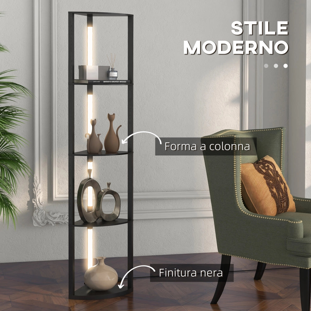 Lampada da Terra ¨C Minimal ¨C Nero, MDF, 41x29.5x163.5 cm