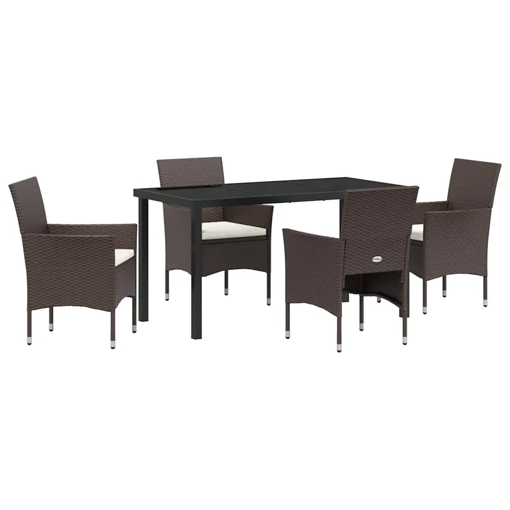 Set da Pranzo per Giardino con cuscino 5 pcs Marrone polyrattan 3379746