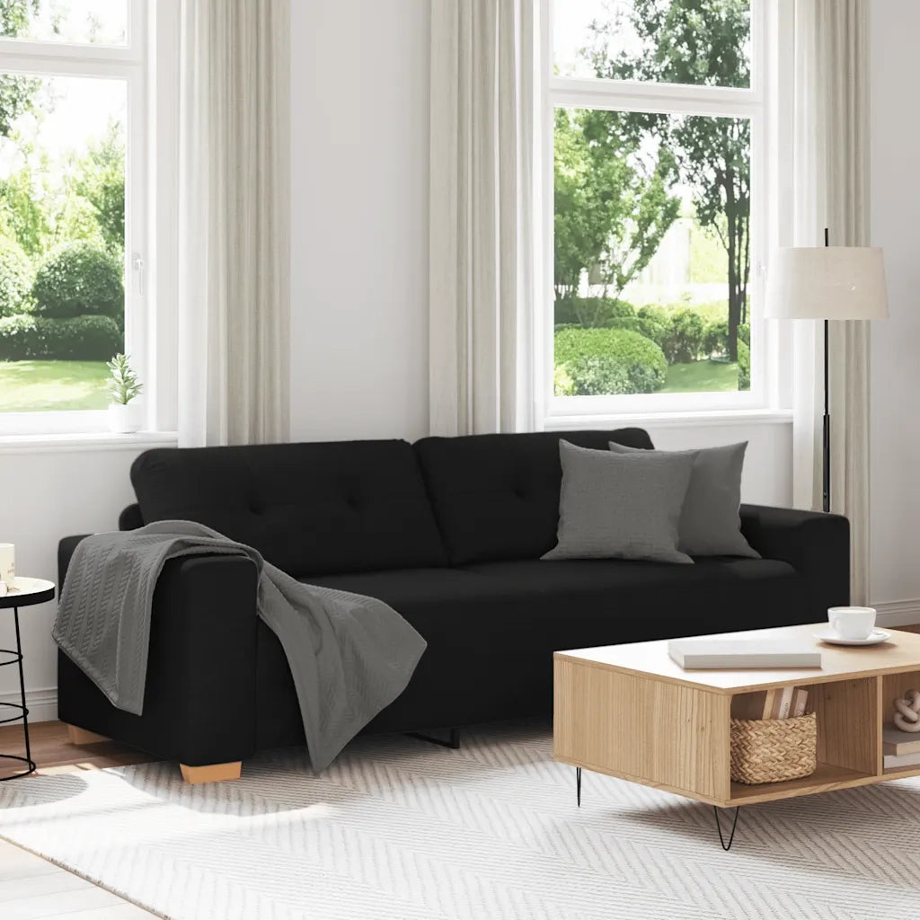 Divano a 3 posti Nero 220x78x80 cm in Tessuto 4105090