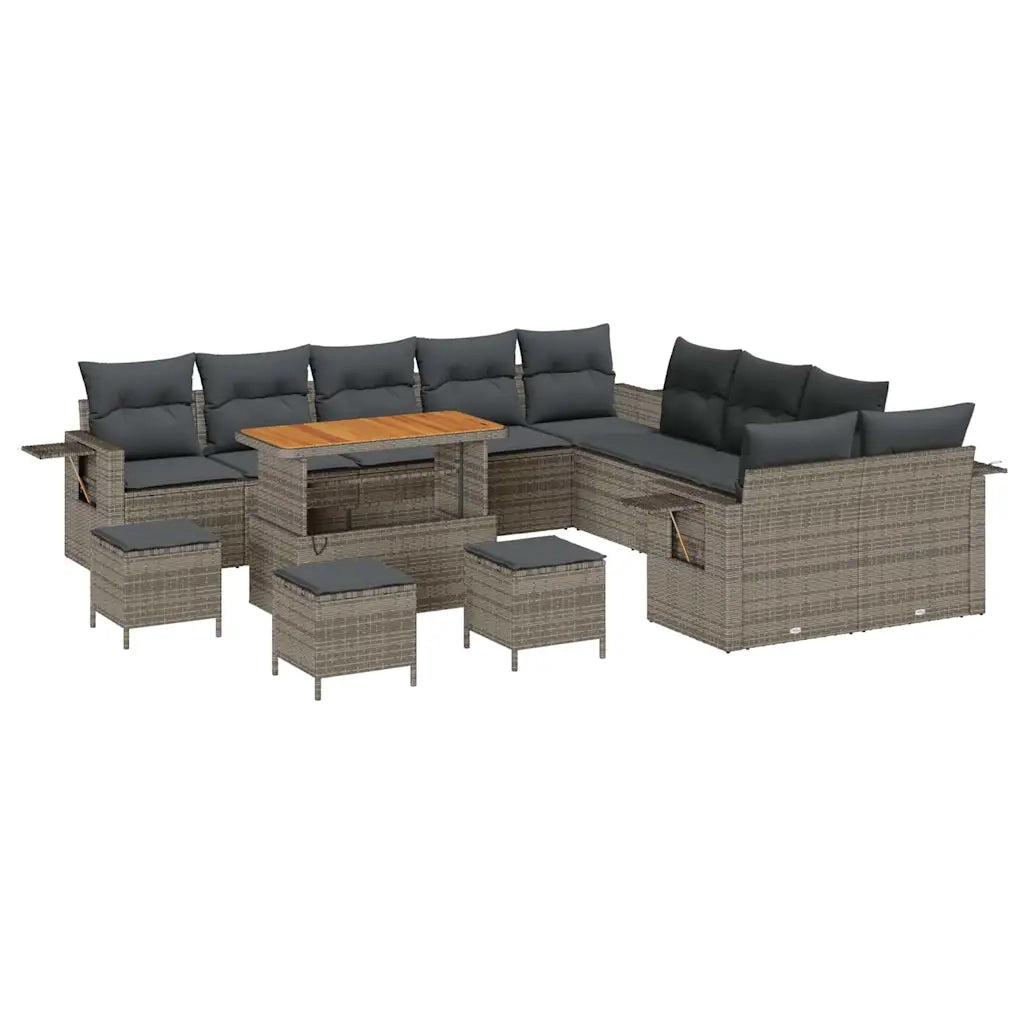 Set Divano da Giardino con cuscino 14 pcs Grigio polyrattan 3363763