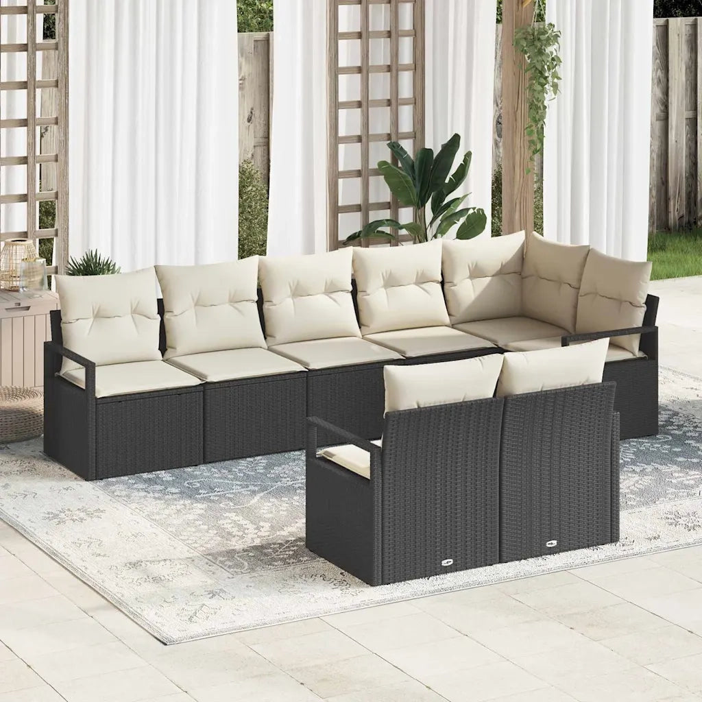 Set di divani 8 pcs Nero polyrattan